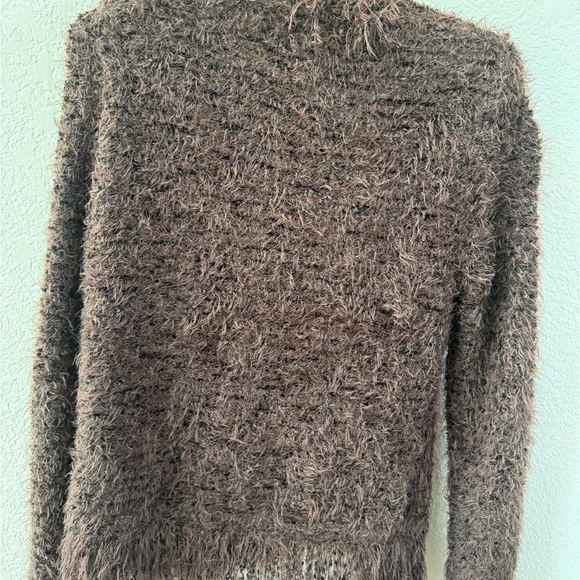 L'AGENCE Chocolate Brown Fuzzy Jacket with Gold Logo Tag - Picture 5 of 6